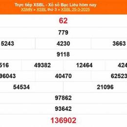 kết quả xổ số bạc liêu ngày 25 tháng 8