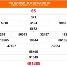 kết quả xổ số cà mau ngày 29 tháng 12