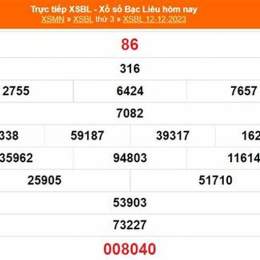 xổ số bạc liêu ngày 12 tháng 12