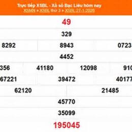 xổ số bạc liêu ngày 27 1