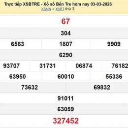 xổ số bến tre ngày 3 tháng 3 năm 2016