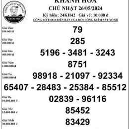 xổ số khánh hòa ngày 26 tháng