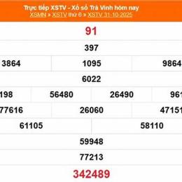 xổ số kiến thiết trà vinh 31 tháng 10