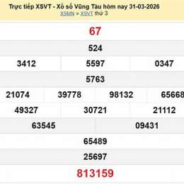 xổ số vũng tàu ngày 31 tháng 03 năm 2026